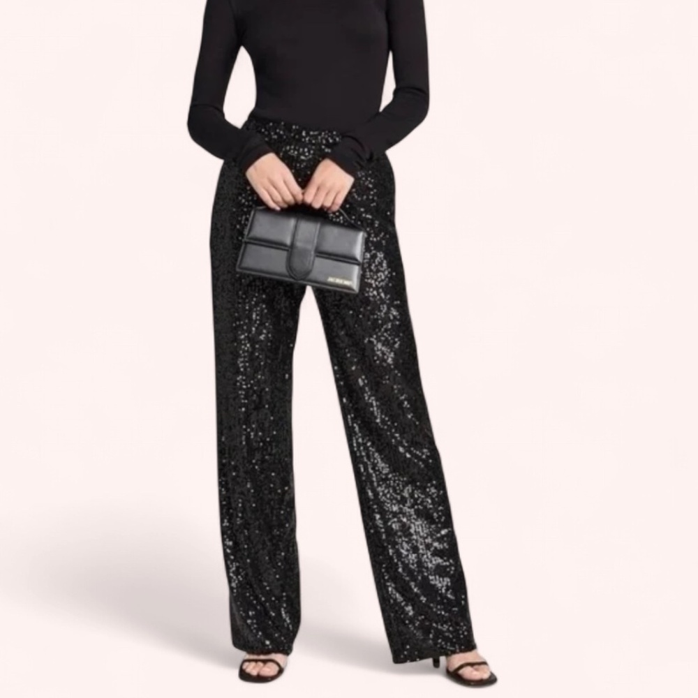 NWOT Stunning Enza Costa Trendy Black Sparkly Sequin Pant SOLD OUT Size 1(Small)
